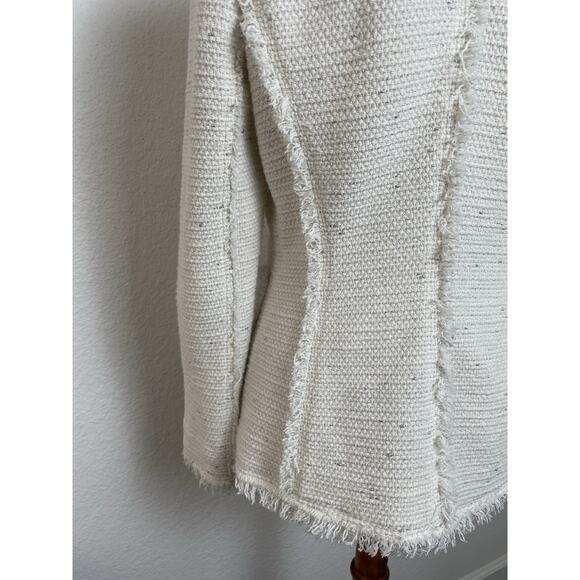 Rebecca Taylor Blazer Jacket Single Breast Open Front Fringe Tweed - Picture 9 of 14